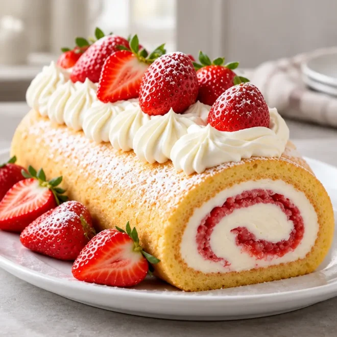 Gâteau roulé fraise : recette facile et fraîche