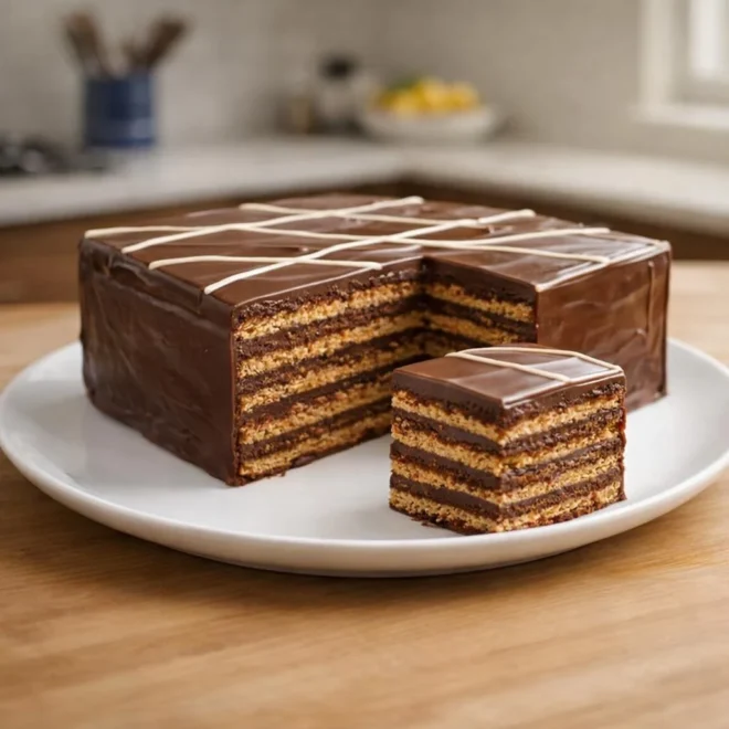 Gâteau sans cuisson aux petits-beurres et chocolat au lait