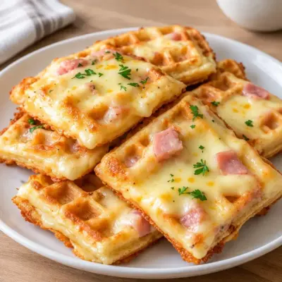 Gaufres salées au jambon et au fromage faciles