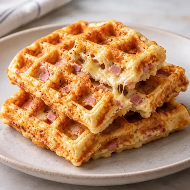 Gaufres salées au jambon et au fromage faciles