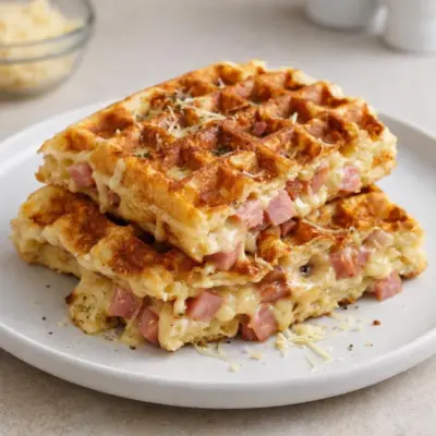 Gaufres salées au jambon et emmental au gaufrier