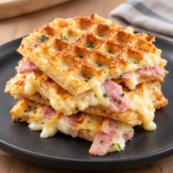 Gaufres salées recette jambon et fromage