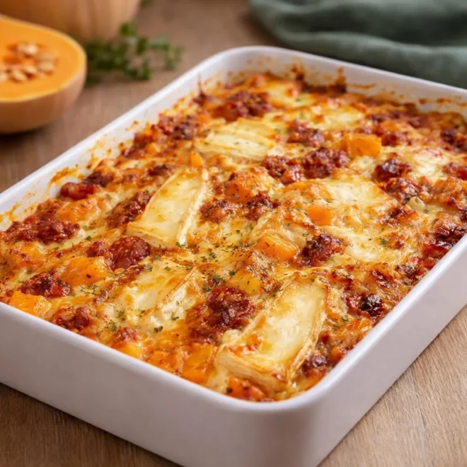 Gratin de butternut au chorizo et chèvre : facile