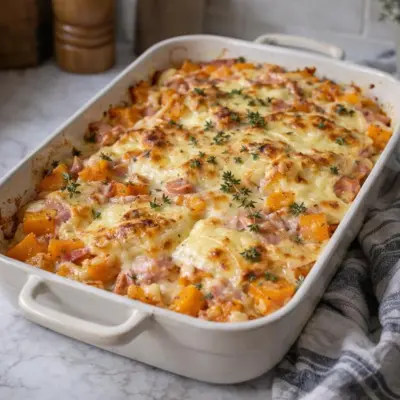 Gratin butternut au jambon et au reblochon : fondant & doré