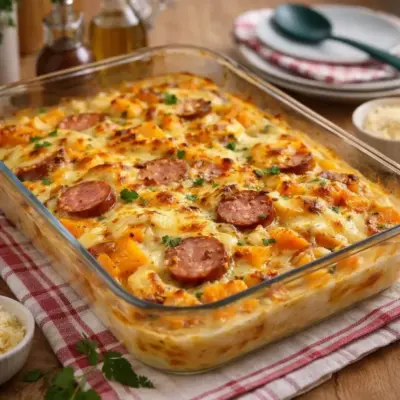 Gratin de butternut et morteau façon tartiflette