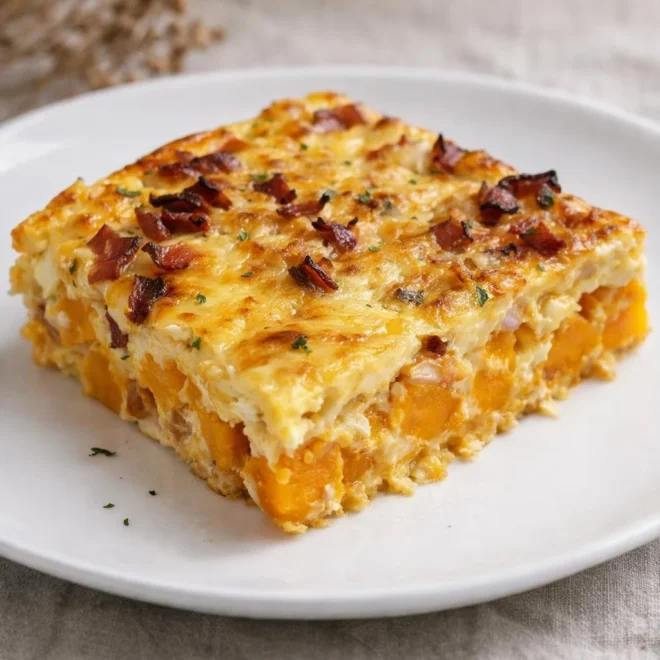 Recette gratin de butternut oignon bacon (léger)