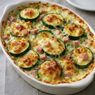 Gratin de courgettes au jambon comté bien doré