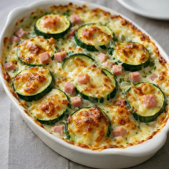 Gratin de courgettes au jambon comté bien doré