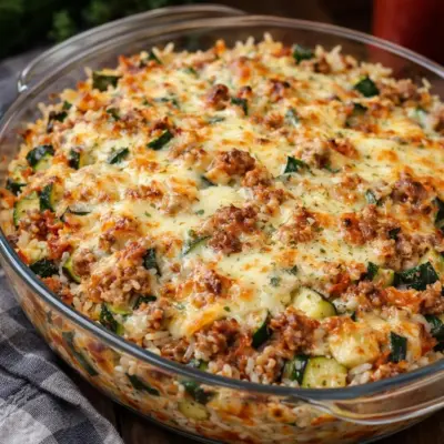 Gratin de courgettes riz saucisses : mozzarella au four