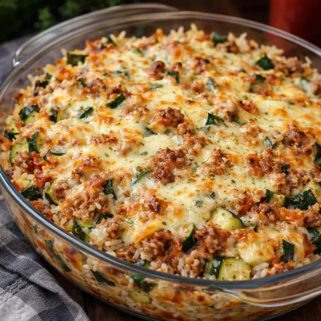 Gratin de courgettes riz saucisses : mozzarella au four