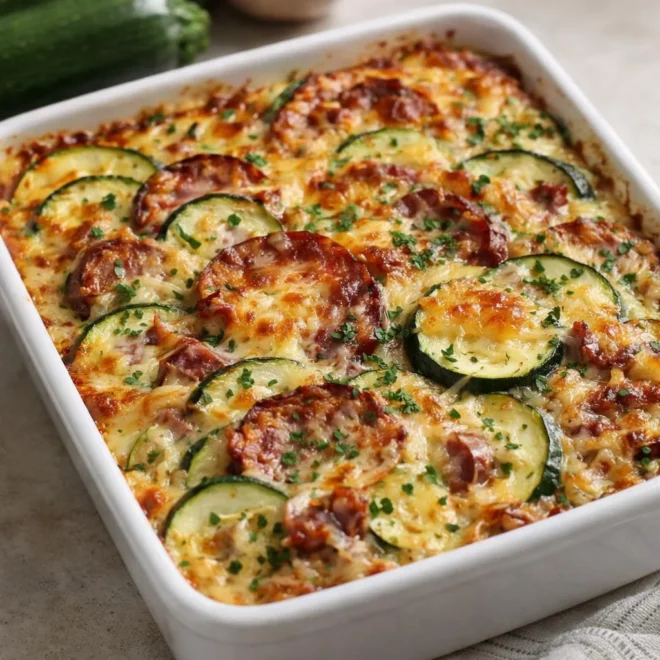 Gratin de courgettes à la saucisse de Morteau