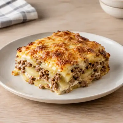 Gratin crémeux de bœuf et pommes de terre
