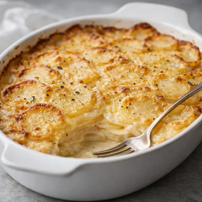 Gratin dauphinois de grand-mère à l’ail, croûte dorée