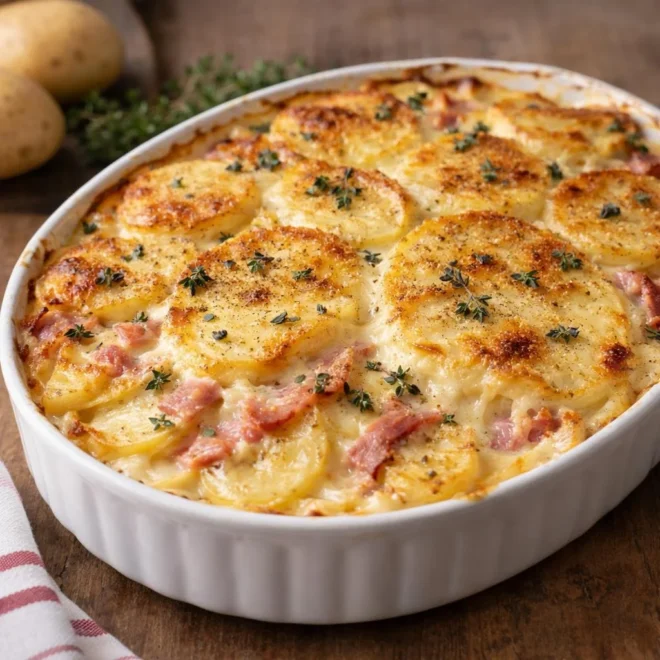 Gratin dauphinois au jambon fumé et reblochon