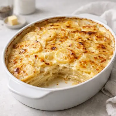 Recette gratin dauphinois au Thermomix, doré et crémeux