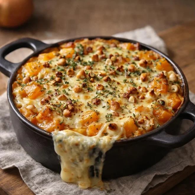 Recette gratin de butternut au camembert fondant