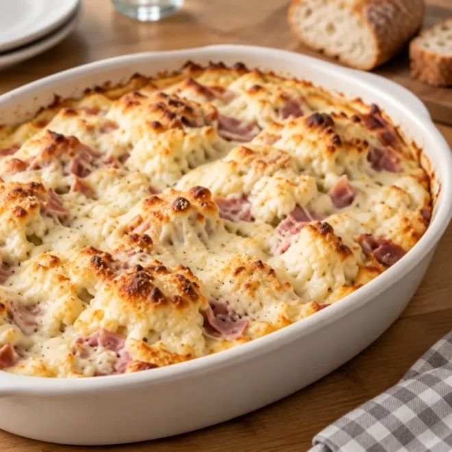 Gratin de chou-fleur : recette facile au jambon