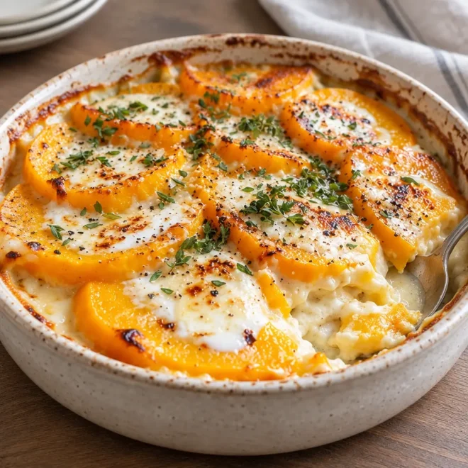 Gratin de courge facile au chèvre frais