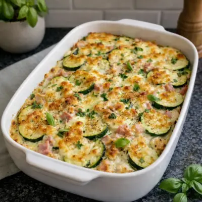 Gratin de courgettes au jambon et à la mozzarella