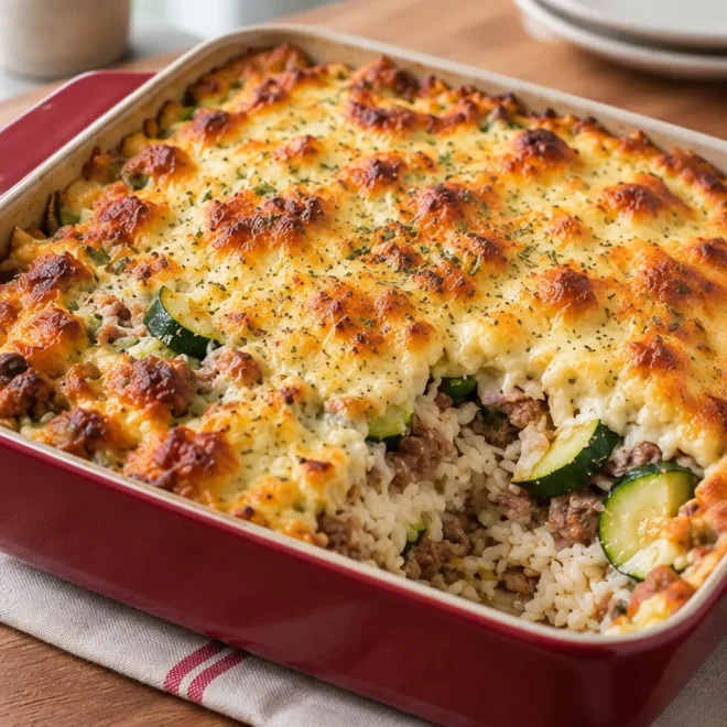 Gratin de courgettes viande hachée et riz facile