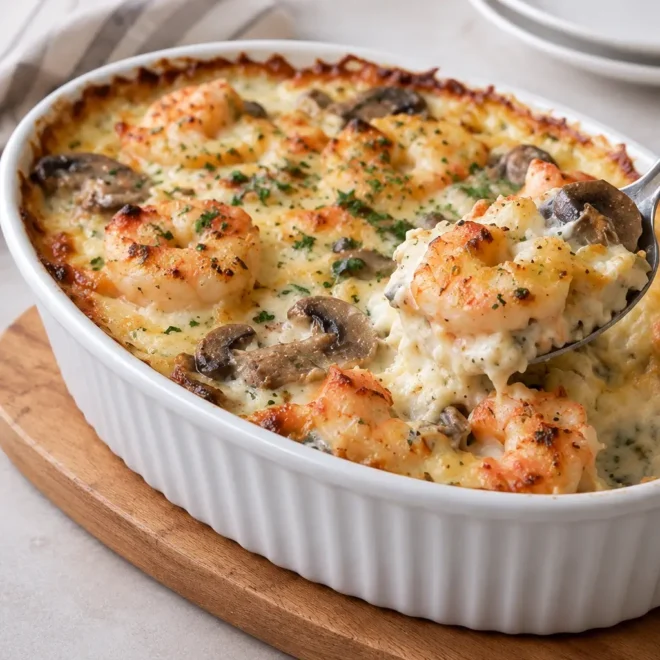 Gratin de crevettes aux champignons facile