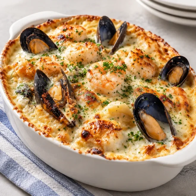 Gratin de fruits de mer facile et crémeux