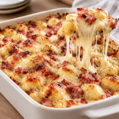 Gratin de gnocchis : recette crémeuse au bacon