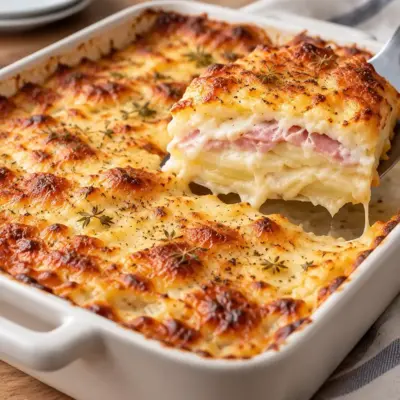 Gratin de pommes de terre au jambon et fromage