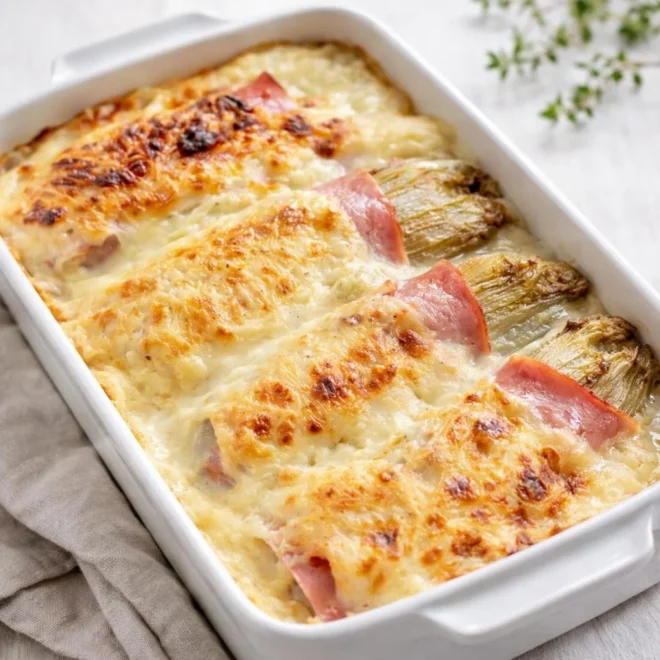 Gratin d’endives au jambon à la béchamel : facile
