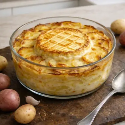 Gratin fondant au camembert : pommes de terre à la crème