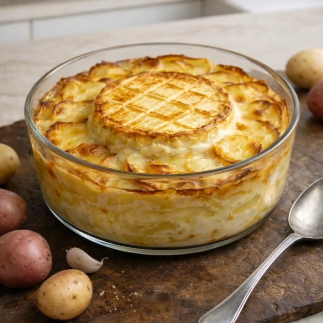 Gratin fondant au camembert : pommes de terre à la crème