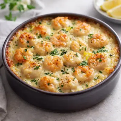 Gratin de noix de Saint-Jacques et crevettes