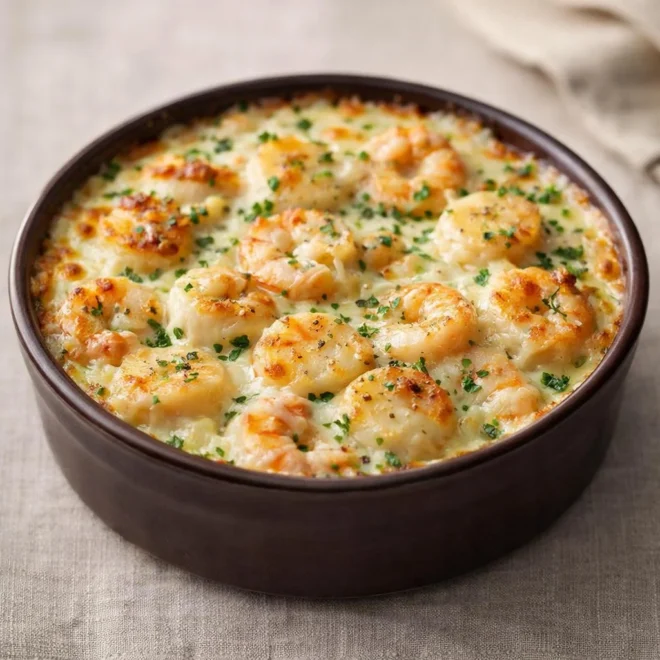 Gratin de noix de Saint-Jacques et crevettes