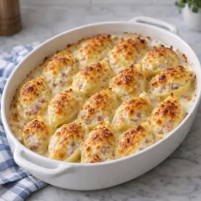 Gratin de pâtes coquilles jambon comté (béchamel)