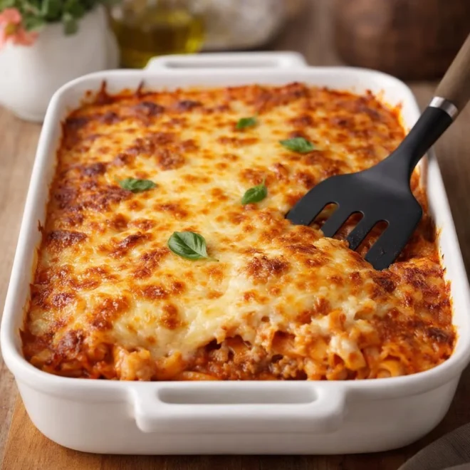 Gratin de pâtes au four sauce tomate fromage