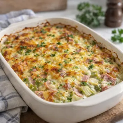 Gratin de poireaux au Boursin et au jambon