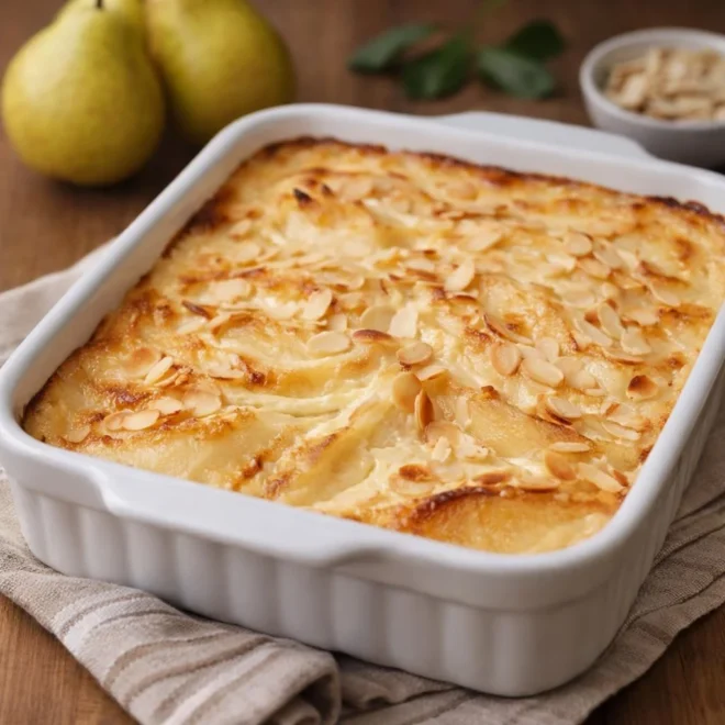 Gratin de poires au fromage blanc : fondant et léger