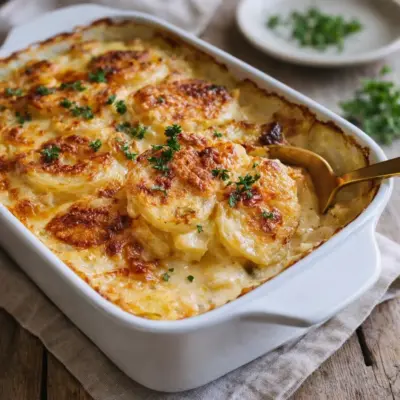 Gratin de pommes de terre à la crème : croûte dorée