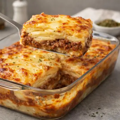 Gratin de pommes de terre à la viande hachée creamy