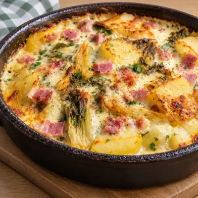 Gratin pommes de terre endives jambon facile