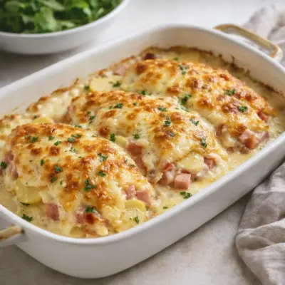 Gratin de pommes de terre au jambon emmental
