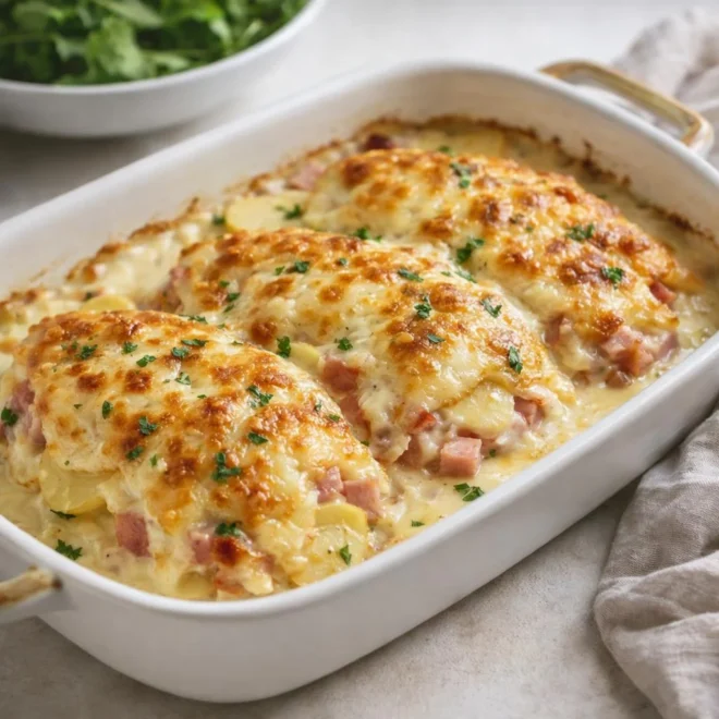 Gratin de pommes de terre au jambon emmental