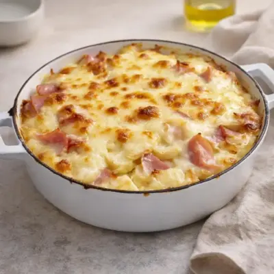 Gratin de pommes de terre au jambon et à la mozzarella