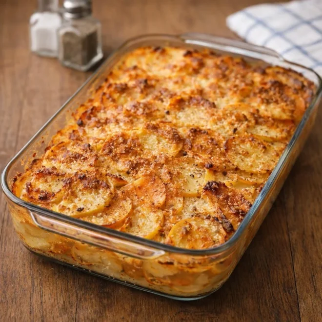 Gratin de pommes de terre et patate douce au parmesan