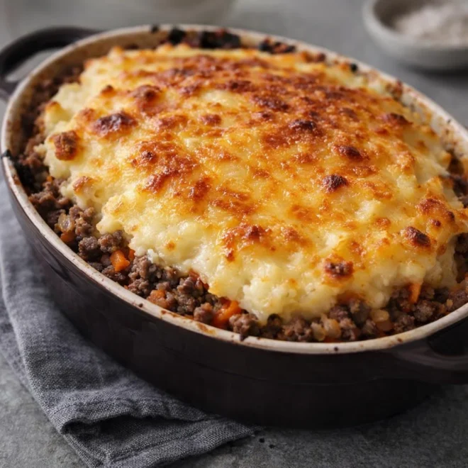 Hachis parmentier en casserole : purée dorée