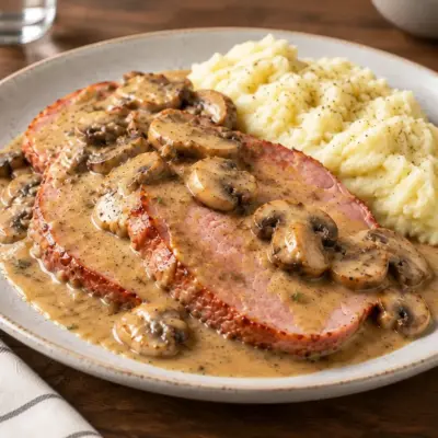 Jambon sauce Madère aux champignons facile