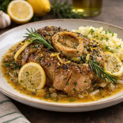Jarret de veau braisé au citron et romarin : tendre
