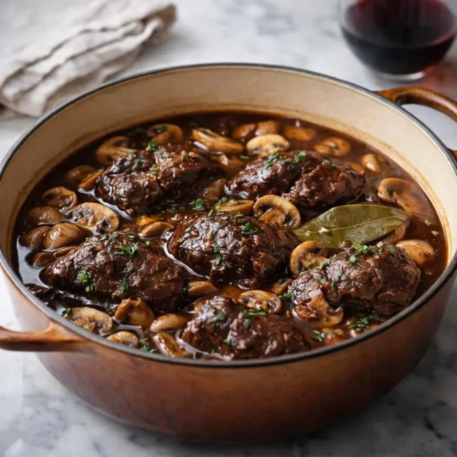 Joue de bœuf mijotée aux champignons : fondante et parfumée