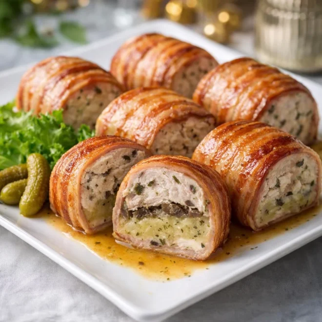 Joues de poulet en rouleau « jules » enrobées de bacon (style julesien)