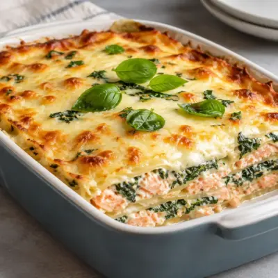Lasagnes au saumon et aux épinards faciles